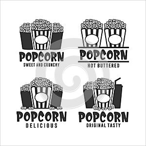 Popcorn sweeet and crunchy logo collection