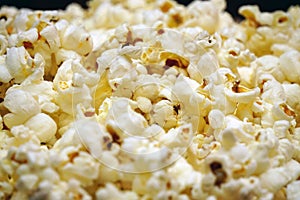 Popcorn texture background close up view