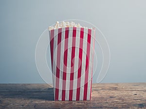 Popcorn on wooden table