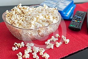 Popcorns in a bowl on a table
