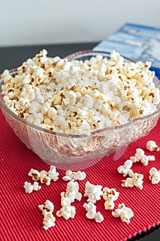 Popcorns in a bowl on a table