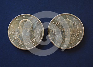 Pope Benedict XVI and Francis I 50 cents coins photo