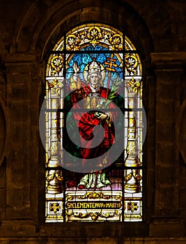 Pope Clement I, saint and martyr - Stained Glass photo