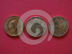 Pope John Paul II, Benedict XVI and Francis I 50 cents coins