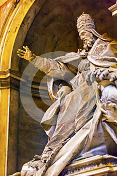 Pope Papal Statue Saint Peter`s Basilica Vatican Rome Italy