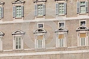 Pope`s window on Saint Peter`s Square in Vatican, Rome, Italy