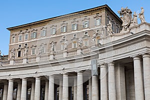 Pope`s window on Saint Peter`s Square in Vatican, Rome, Italy