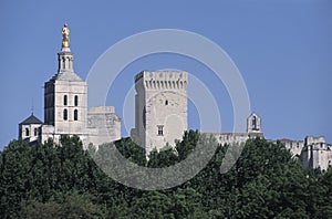 Popes` Palace and the cathedral of Notre-Dame-des-Doms, Avignon photo