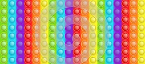 Popit colorful rainbow background like a fashionable silicon toy for fidgets. Addictive anti stress bubble pop it toy in photo