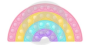 Popit rainbow as a fashionable silicon fidget toys. Addictive antistress rainbow toy for fidget in pastel colors. Bubble