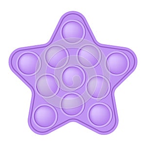 Popit a fashionable silicon purple star fidget toy. Addictive anti-stress star toy in pastel colors. Bubble sensory