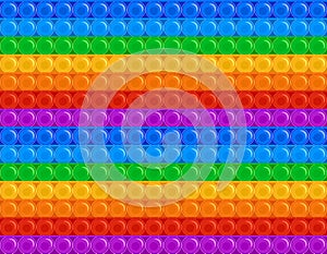 Popit, fidget sensory game, toy seamless pattern print, background. Rainbow anti stress pop it fidgeting texture