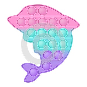 Popit figure dolphin a fashionable silicon toy for fidgets. Addictive anti stress toy in pastel colors. Bubble anxiety photo