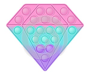 Popit figure gemstone as a fashionable silicon toy for fidgets. Addictive anti stress toy in pastel colors. Bubble