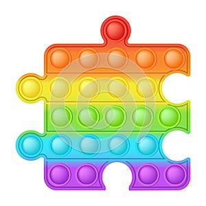 Popit figure puzzle as a fashionable silicon toy for fidgets. Addictive anti stress toy in bright rainbow colors. Bubble