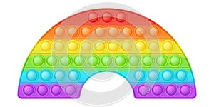 Popit figure rainbow as a fashionable silicon toy for fidgets. Addictive anti stress toy in bright rainbow colors