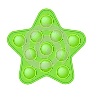 Popit figure star as a fashionable silicon toy for fidgets. Addictive anti stress toy in bright rainbow colors. Bubble