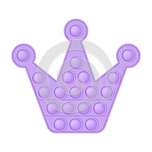 Popit purple crown a fashionable silicon toy for fidgets. Addictive anti-stress toy in pastel pink color. Bubble sensory
