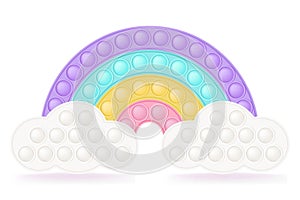 Popit rainbow on the clouds as a fashionable silicon fidget toys. Addictive antistress toy for fidget in pastel colors