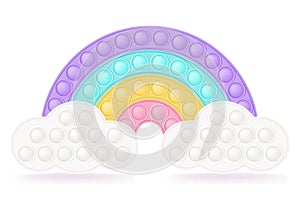 Popit rainbow on the clouds as a fashionable silicon fidget toys. Addictive antistress toy for fidget in pastel colors photo