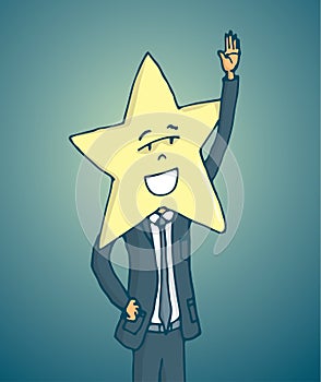 Popluar celebrity with star face waving