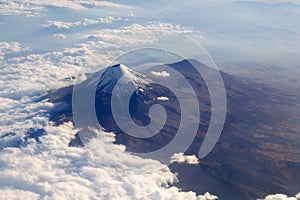 Popocatepetl volcano Mexico DF city aerial view photo