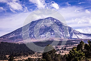 PopocatÃ©petl and IztaccÃ­huatl volcanos in mexico