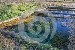 Popovsky wellspring. Ugra national Park. Reserve. Kaluga region. Russia photo