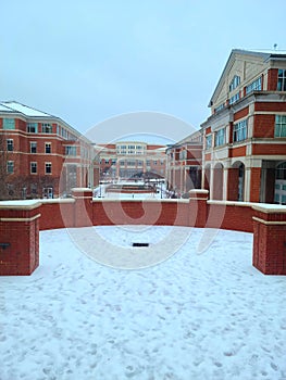 The Popp Martin Student Union at UNC Charlotte in the snow photo