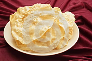 Poppadoms on a plate