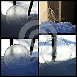 Popped frozen bubble on snow