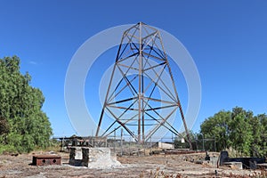 A poppet head structure at a disused and abandoned mining site