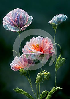 poppies on a black background
