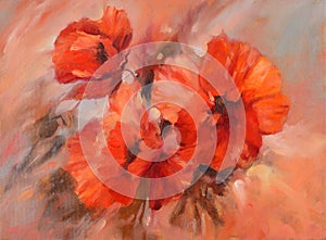 Poppies handmade painting