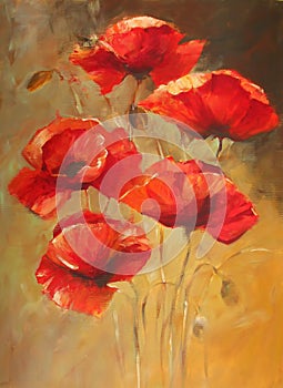 Poppies handmade painting