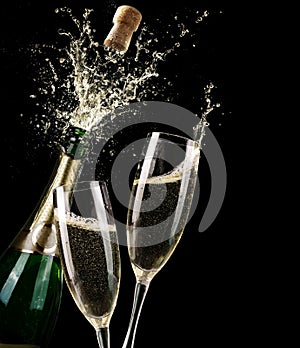 Popping Champagne And Toast photo