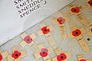 Poppy Crosses dedicated to missing soldiers of WW1 photo