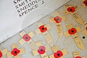 Poppy Crosses dedicated to missing soldiers of WW1