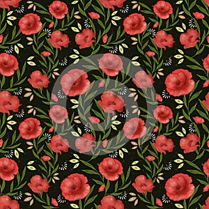 Poppy Floral Seamless Pattern