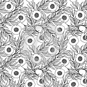 Poppy flower vector seamless pattern