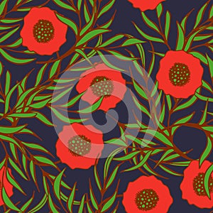 Poppy flower vector seamless pattern