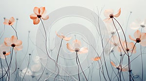 Poppy flowers in a muted colour background