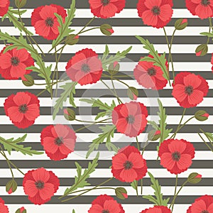 Poppy flowers seamless pattern