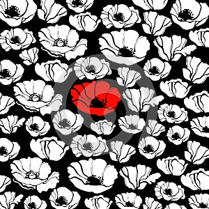 Poppy nature flower vector plant pattern