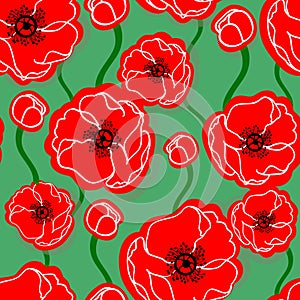 Poppy seamless pattern