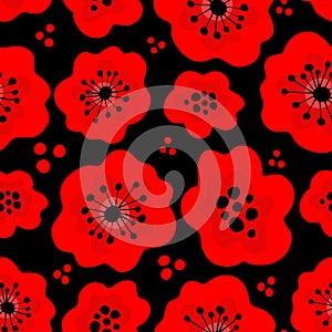 Poppy seamless pattern.Can be uset for textile, wallpapers, prints and web design. Vector illustration