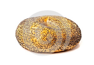 Poppy Seed Bagel Isolated, One Round Bread Bun, Poppyseed Wheat Bakery for Breakfast