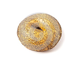 Poppy Seed Bagel Isolated, One Round Bread Bun, Poppyseed Wheat Bakery for Breakfast