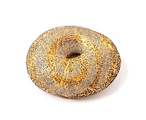 Poppy Seed Bagel Isolated, One Round Bread Bun, Poppyseed Wheat Bakery for Breakfast