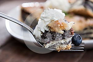 Poppy-Seed Cake on a fork